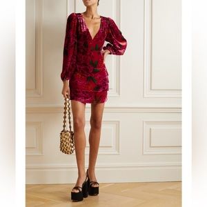 Farm rio floral print velvet mini dress